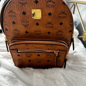 MCM Stark Brown Logo Backpack